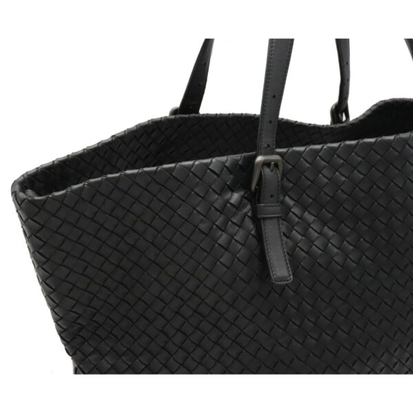 12120109 7 Bottega Veneta Intrecciato Chesta Large Tote Bag Black