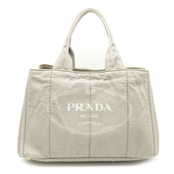 12120131 Prada Canapa Denim Tote Bag Nube Light Gray