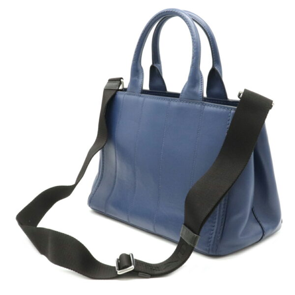 12120160 1 Prada 2WAY Soft Calf Leather Tote Bag Navy Blue