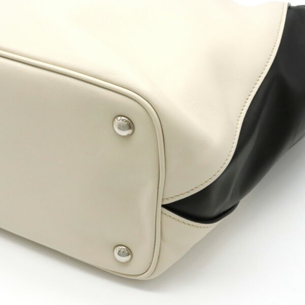 12120226 2 Prada Soft Calf Leather 2WAY Shoulder Bag Talco White Nero Black