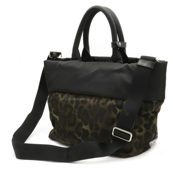 12120238 1 Prada Tessuto Reversible Leopard Nylon Tote Bag Green Black