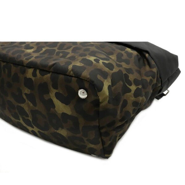 12120238 2 Prada Tessuto Reversible Leopard Nylon Tote Bag Green Black