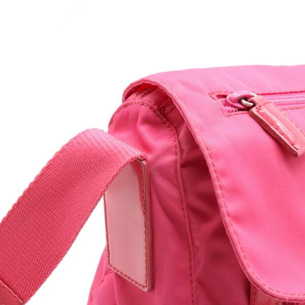 12120716 8 Prada Vela Nylon Leather Crossbody Bag Peonia Pink