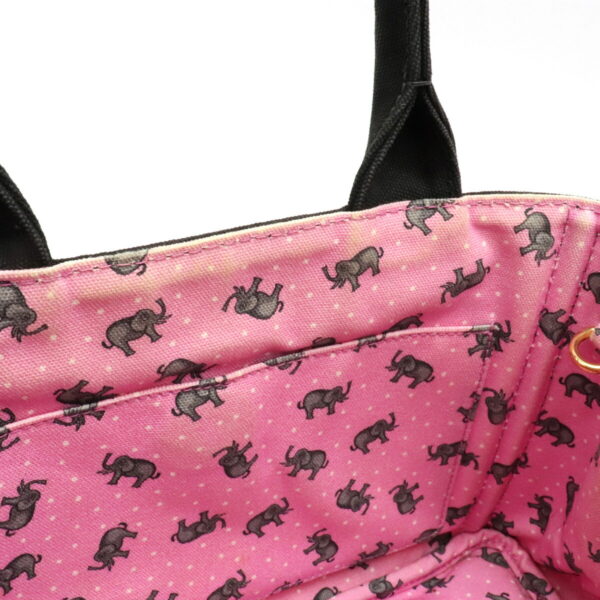 12120735 5 Prada Canapa Elephant Pattern Tote Bag Nero Black Pink