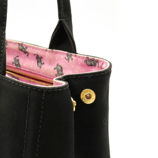 12120735 6 Prada Canapa Elephant Pattern Tote Bag Nero Black Pink