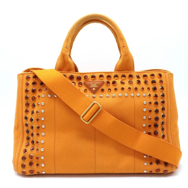 12120892 Prada Canapa Bijou 2WAY Shoulder Bag Papaya Orange