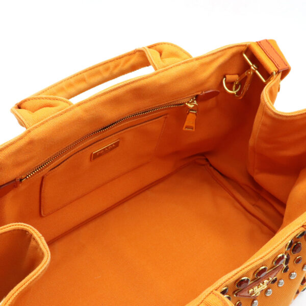 12120892 4 Prada Canapa Bijou 2WAY Shoulder Bag Papaya Orange