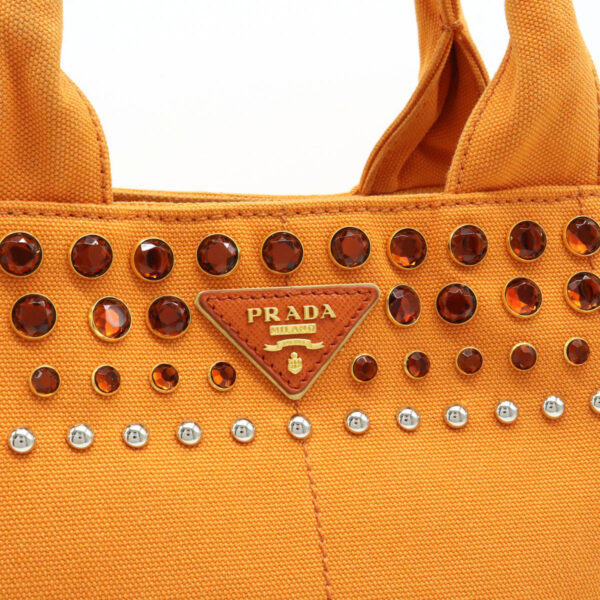 12120892 8 Prada Canapa Bijou 2WAY Shoulder Bag Papaya Orange