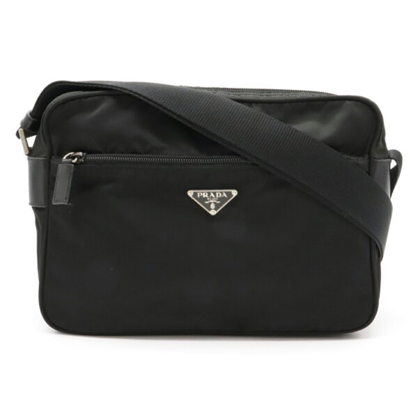 12120907 Prada Nylon Leather Crossbody Bag Nero Black