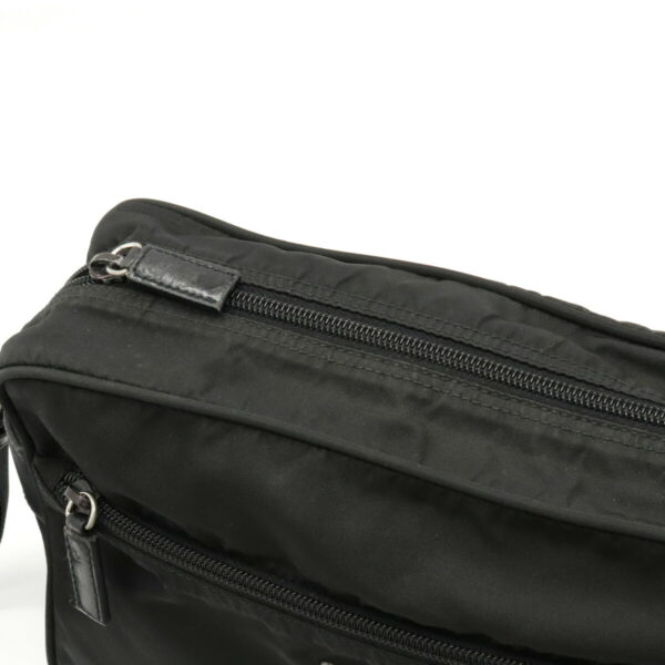 12120907 5 Prada Nylon Leather Crossbody Bag Nero Black