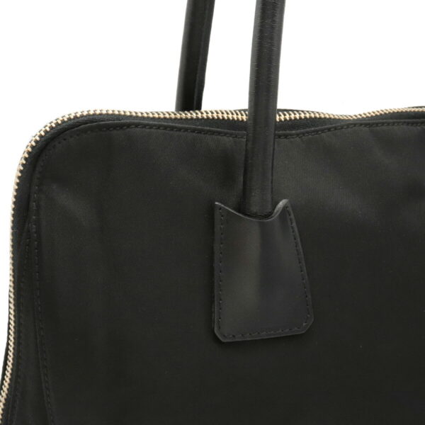 12120910 7 Prada Nylon Leather Shoulder Tote Bag Nero Black