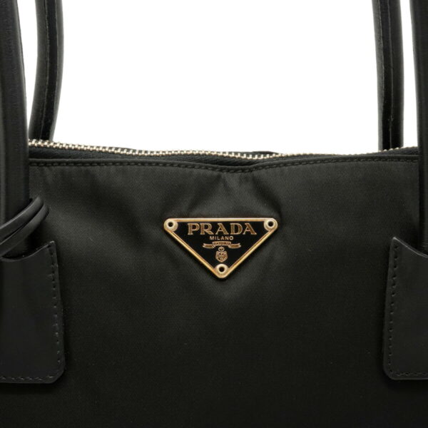 12120910 8 Prada Nylon Leather Shoulder Tote Bag Nero Black