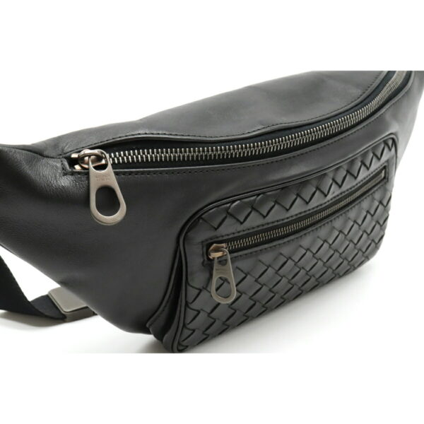 12121015 5 Bottega Veneta Intrecciato Body Bag Waist Bag Leather Black