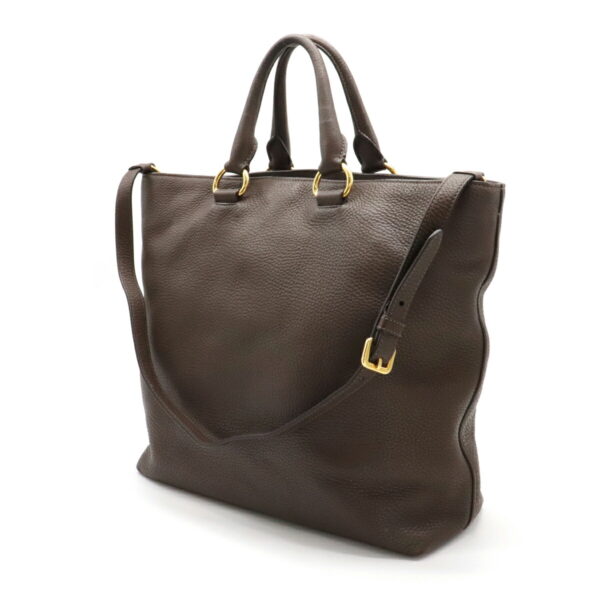 12121033 1 Prada 2WAY Leather Shoulder Bag Brown