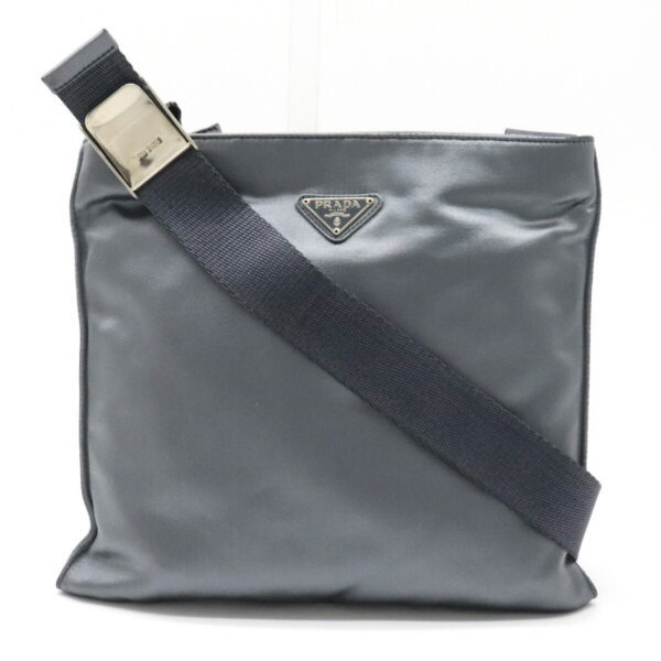 12121059 Prada Silk Satin Pochette Crossbody Bag Blue Blue