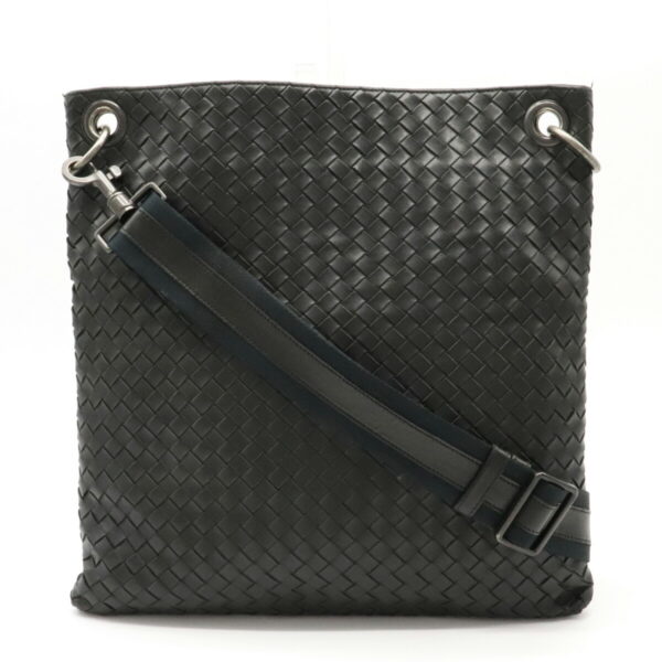 12121105 Bottega Veneta Intrecciato Shoulder Bag Leather Black