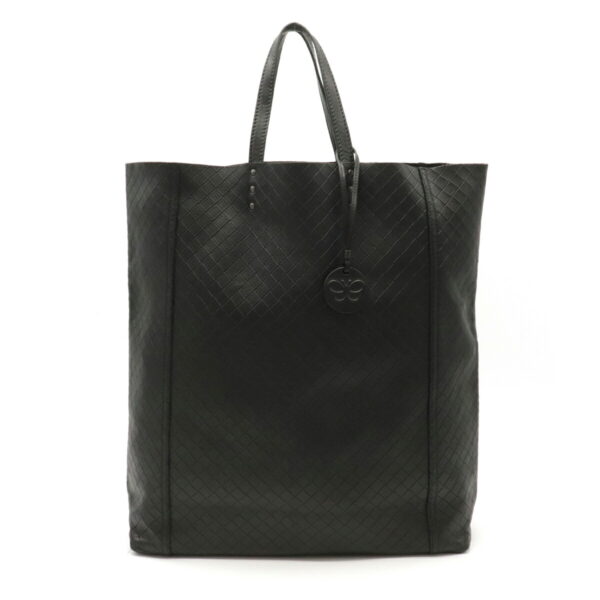 12130163 Bottega Veneta Intreccio Mirage Tote Bag Handbag Leather Black