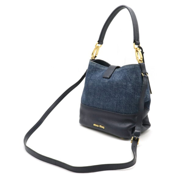 12130232 1 Miu Miu Shoulder Bag Leather Denim Blue