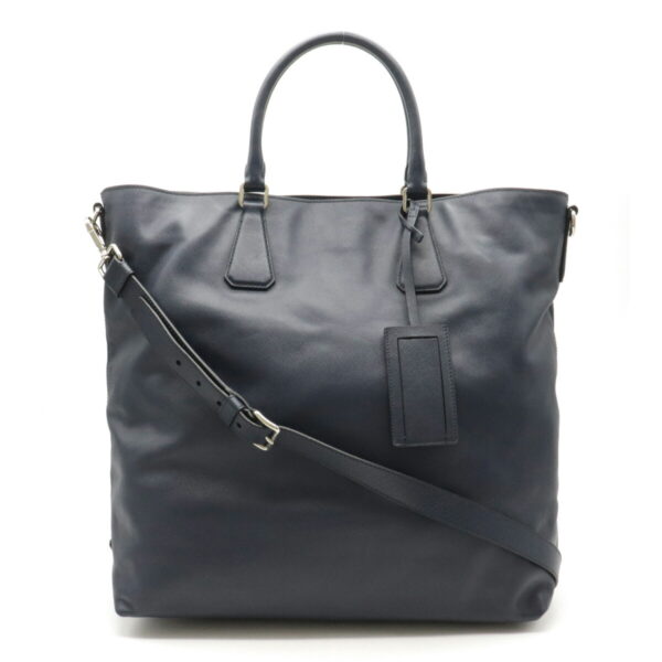 12130285 Prada 2WAY Leather Shoulder Bag Baltico Navy