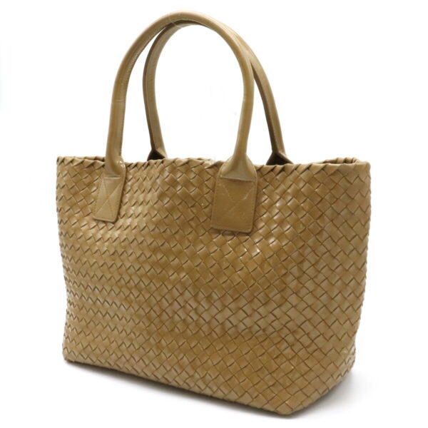 12130307 1 Bottega Veneta Intrecciato Cava PM Handbag Enamel Tote Bag Beige