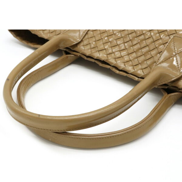 12130307 3 Bottega Veneta Intrecciato Cava PM Handbag Enamel Tote Bag Beige