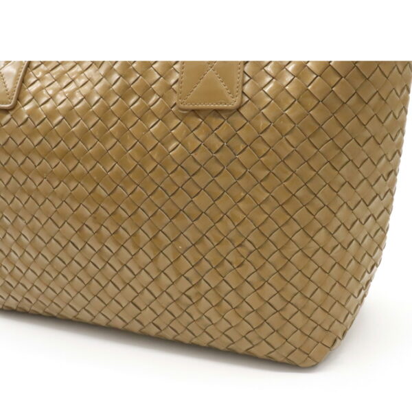 12130307 6 Bottega Veneta Intrecciato Cava PM Handbag Enamel Tote Bag Beige