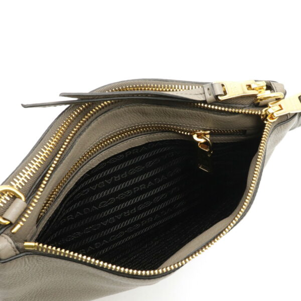 12130310 4 Prada Diano Leather Striped Shoulder Bag Argilla Greige