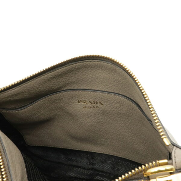 12130310 5 Prada Diano Leather Striped Shoulder Bag Argilla Greige