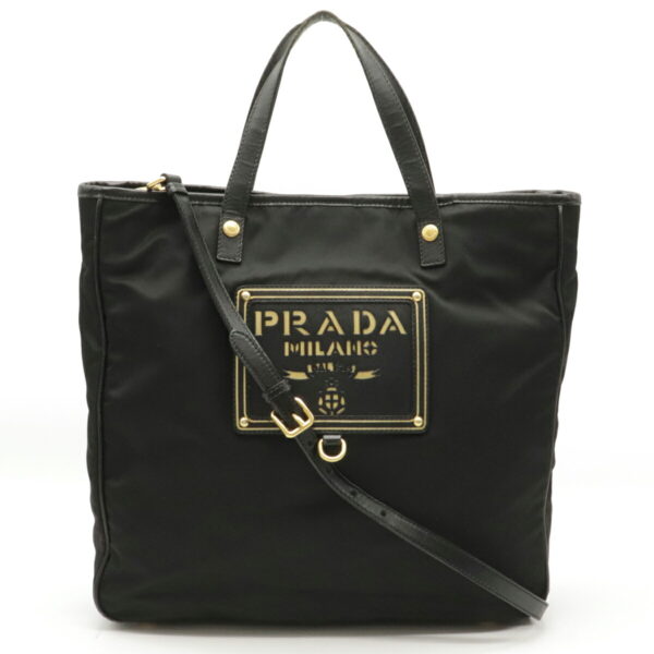 12130319 Prada Nylon Leather 2WAY Shoulder Bag Nero Black