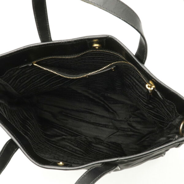 12130319 3 Prada Nylon Leather 2WAY Shoulder Bag Nero Black