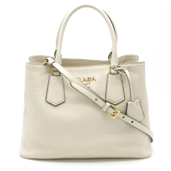 12130617 Prada 2WAY Leather Shoulder Bag Talco White Ivory