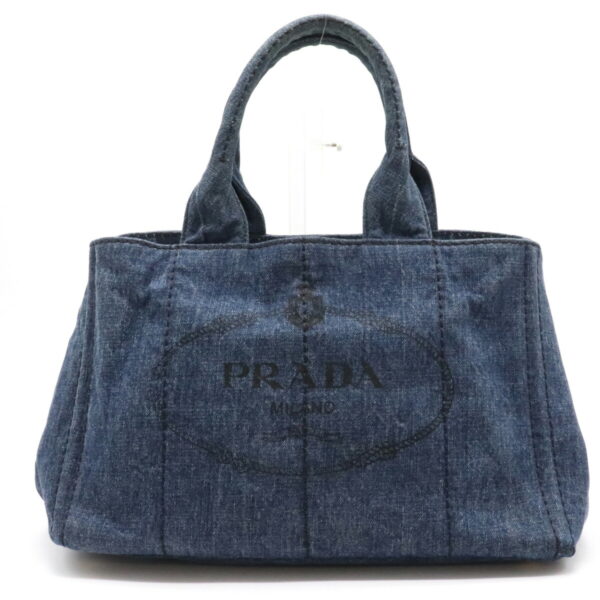 12130951 Prada Canapa Denim Tote Bag Avio Blue