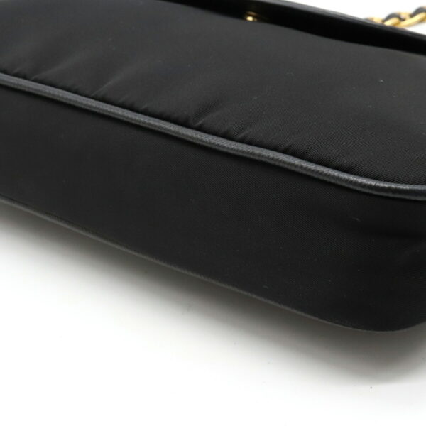 12131007 2 Prada Chain Nylon Leather 2WAY Clutch Bag Nero Black