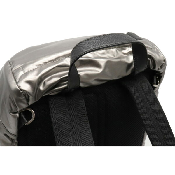 12140505 3 Prada Metallic Technical Fabric Backpack Silver Black