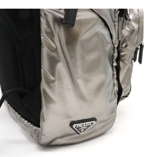 12140505 8 Prada Metallic Technical Fabric Backpack Silver Black