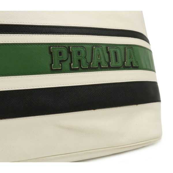 12140533 7 Prada Leather Shoulder Bag White Green Black