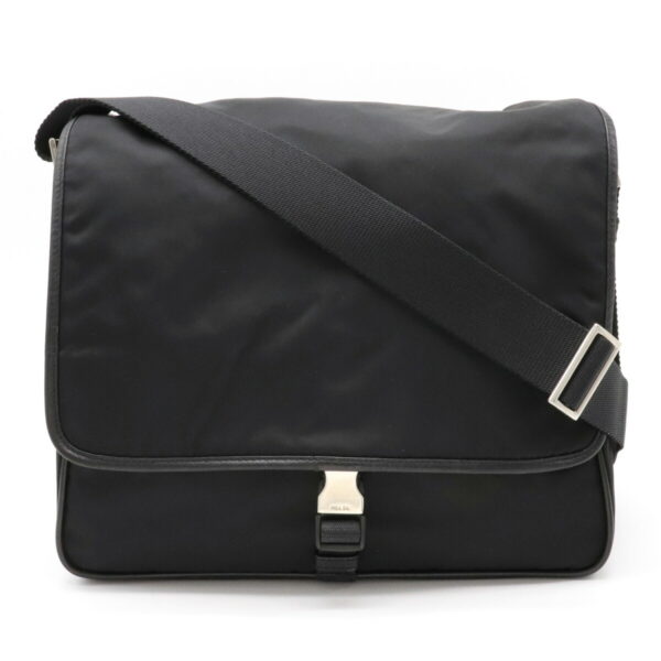 12140851 Prada Nylon Leather Messenger Bag Nero Black