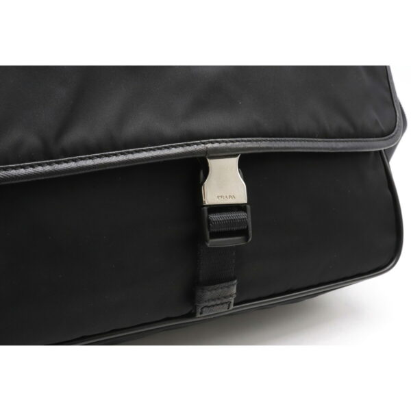 12140851 7 Prada Nylon Leather Messenger Bag Nero Black