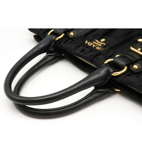 12141188 3 Prada Gathered Leather 2WAY Shoulder Bag Nero Black