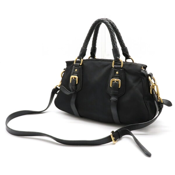 12141503 1 Prada Nylon Leather 2WAY Shoulder Bag Nero Black