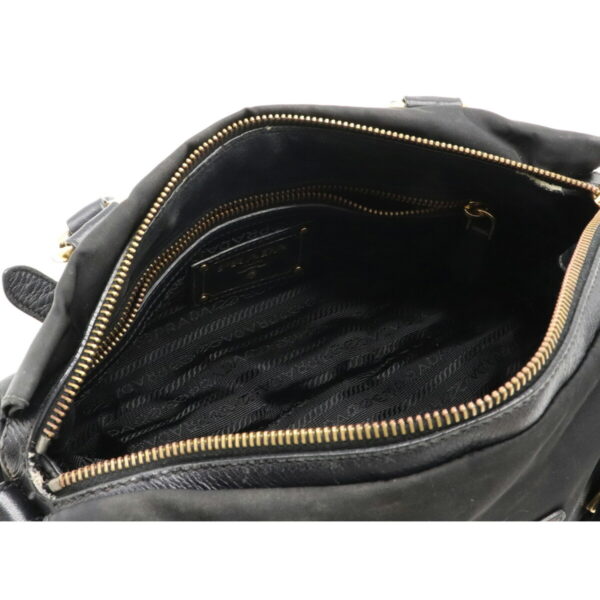 12141503 4 Prada Nylon Leather 2WAY Shoulder Bag Nero Black