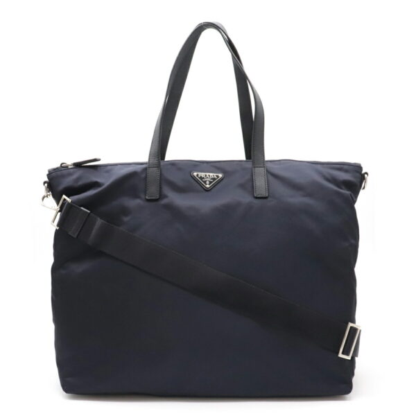 12150698 Prada Large Nylon 2WAY Shoulder Bag Bleu Navy