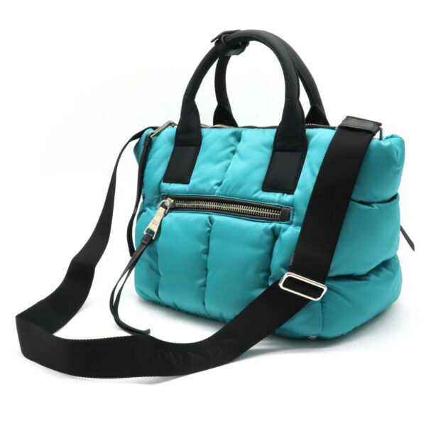 12150984 1 Prada Tessuto Bomber Nylon 2WAY Shoulder Bag Turquoise Blue