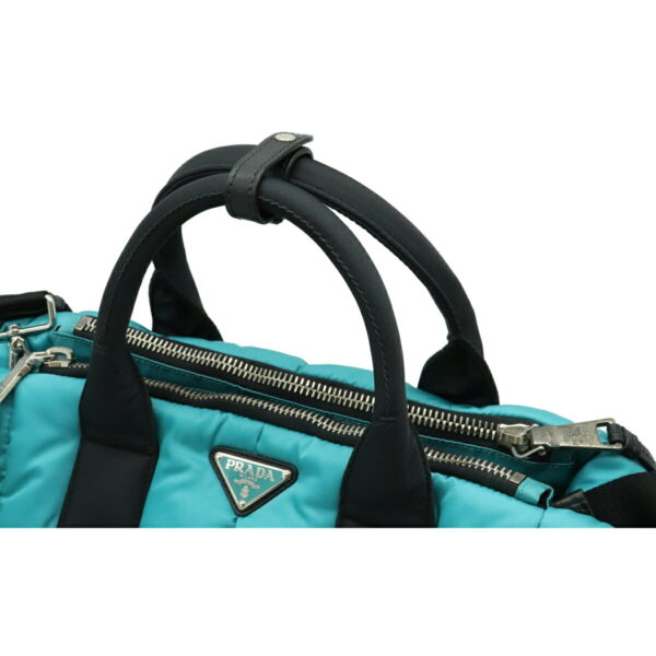 12150984 3 Prada Tessuto Bomber Nylon 2WAY Shoulder Bag Turquoise Blue