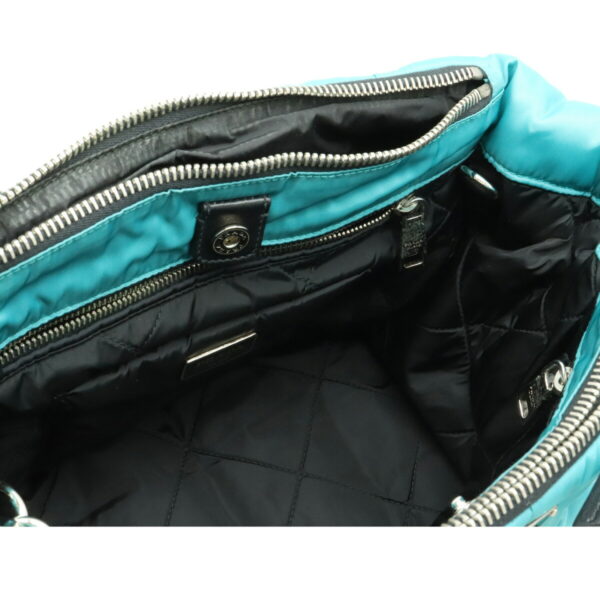 12150984 4 Prada Tessuto Bomber Nylon 2WAY Shoulder Bag Turquoise Blue