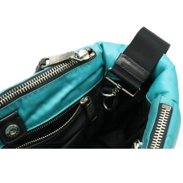 12150984 5 Prada Tessuto Bomber Nylon 2WAY Shoulder Bag Turquoise Blue