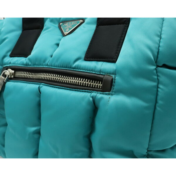 12150984 6 Prada Tessuto Bomber Nylon 2WAY Shoulder Bag Turquoise Blue