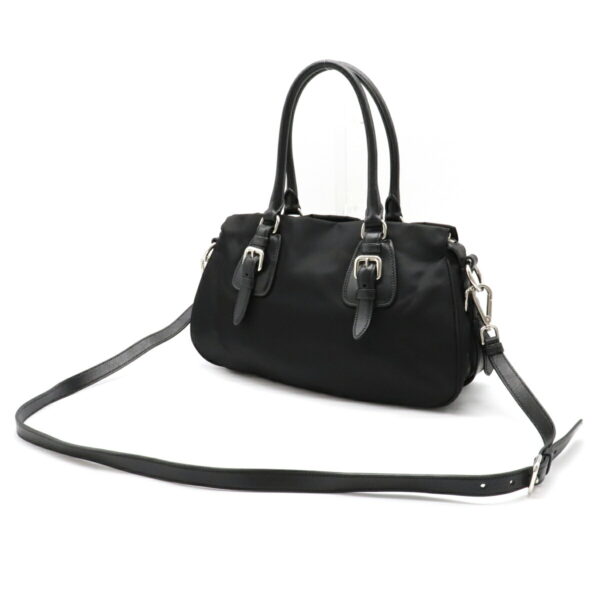 12151144 1 Prada Nylon Leather 2WAY Shoulder Bag Nero Black