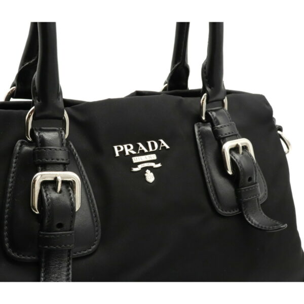 12151144 6 Prada Nylon Leather 2WAY Shoulder Bag Nero Black