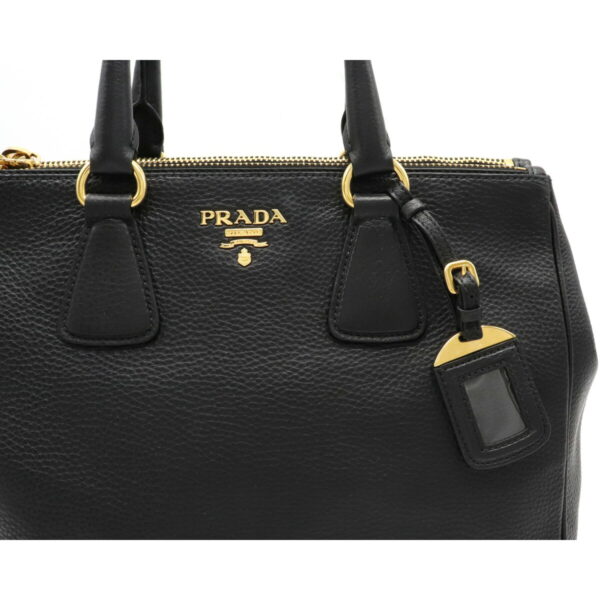 12151384 7 Prada Vit Daino Leather W Zip 2WAY Shoulder Bag Nero Black